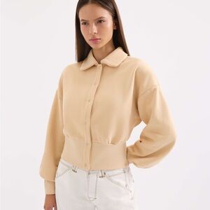 SCARLET & SAM Coffee Run Cardi - Yellow and Cream Button Up Cardigan